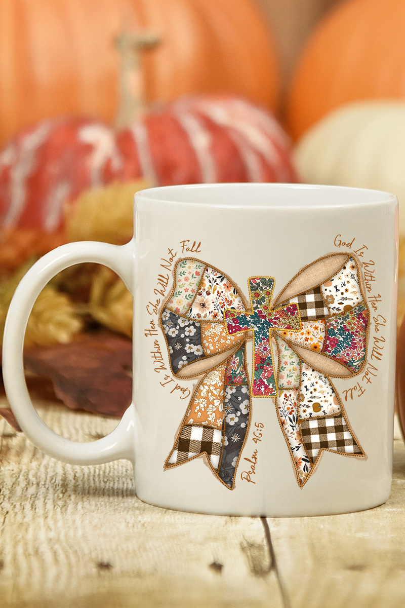 Wholesale Accessory Market - Wholesale Coffee Mug - God Is Within Her Patchwork Bow Ceramic Mug0