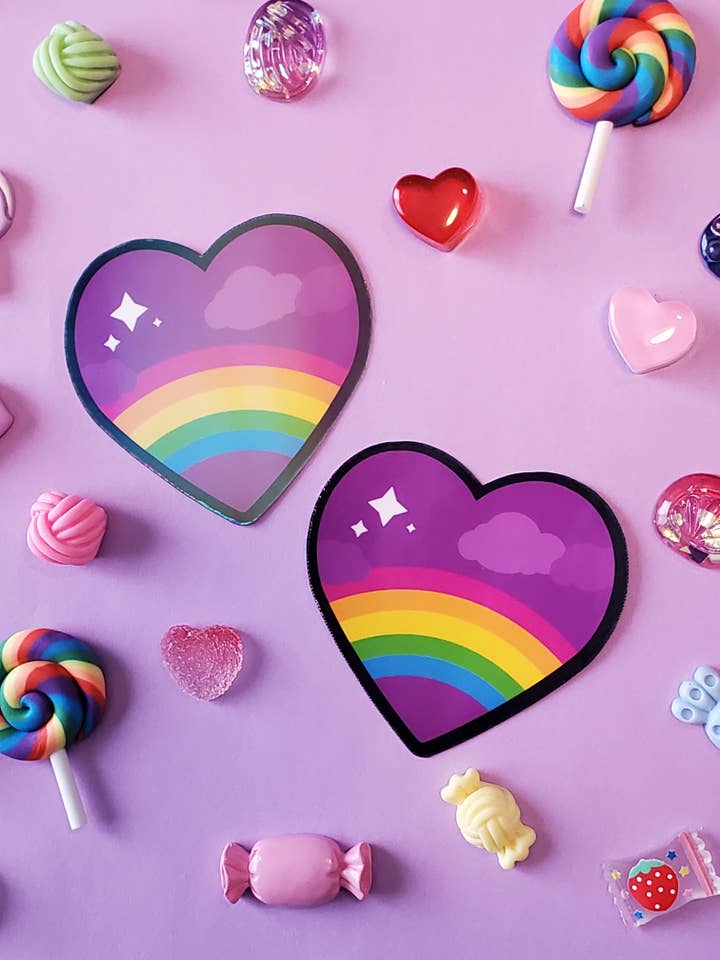 Autocolante Vinil | Coração Colorido Rainbow & Stars por atacado de StrangelyArranged