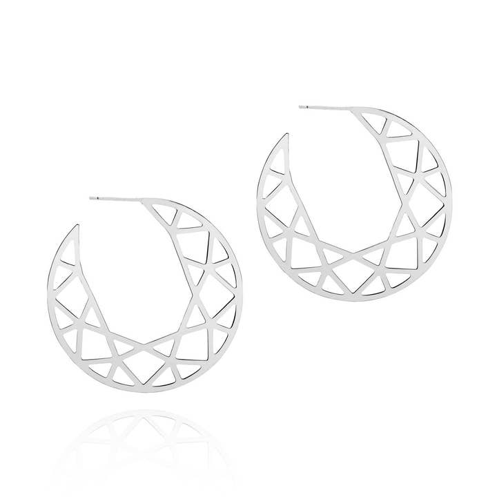 Brilliant Diamond Hoop Stud Earrings - Silver for wholesale by Myia Bonner