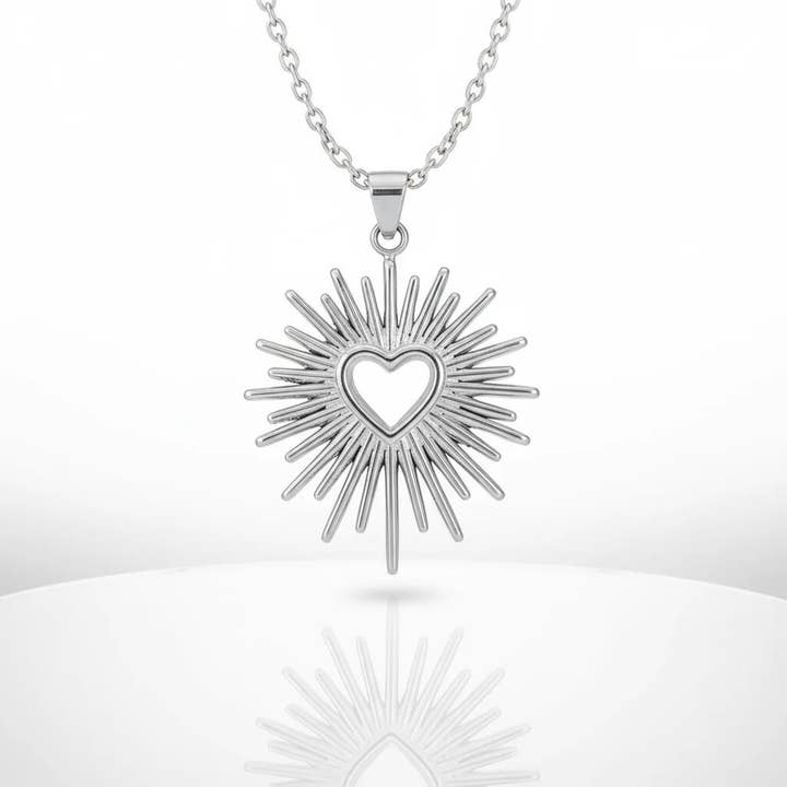 WJW – Großhandel Individueller Charm/Anhänger – Sunburst-Herz-Anhänger aus strukturiertem Edelstahl mit PVD-Beschichtung aus 18 Karat Gold5