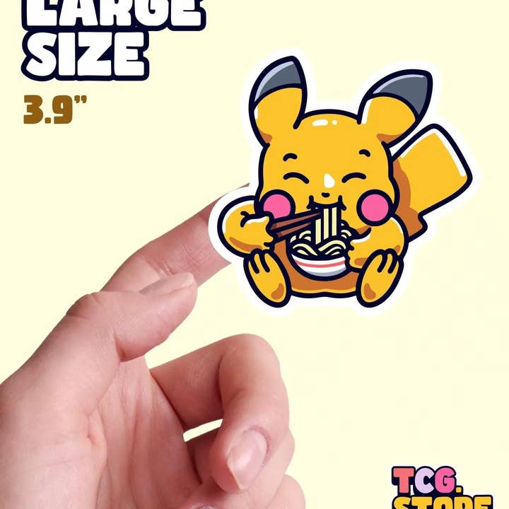 TCG.Store - TCGDOTSTORE - Wholesale Sticker - Pikachu Pokémon Sticker: Eating Ramen2