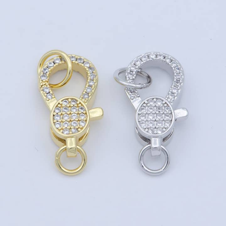 14k Gold Fill Oval clasp for Bracelet Necklace Buckle Micro paved , CZ Cubic Lobster Clasp Fastener for Beading supplies Component L-407 L-408 for wholesale by Aim Eternal