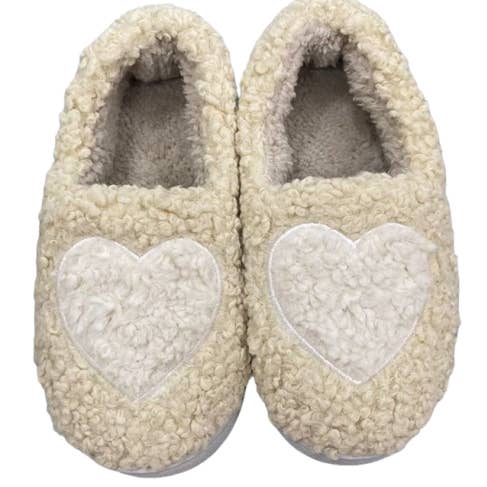 Inomhustofflor med plyshjärta beige, storlek 36–41 - MB SMERWICK SA för wholesale av MB SMERWICK SA