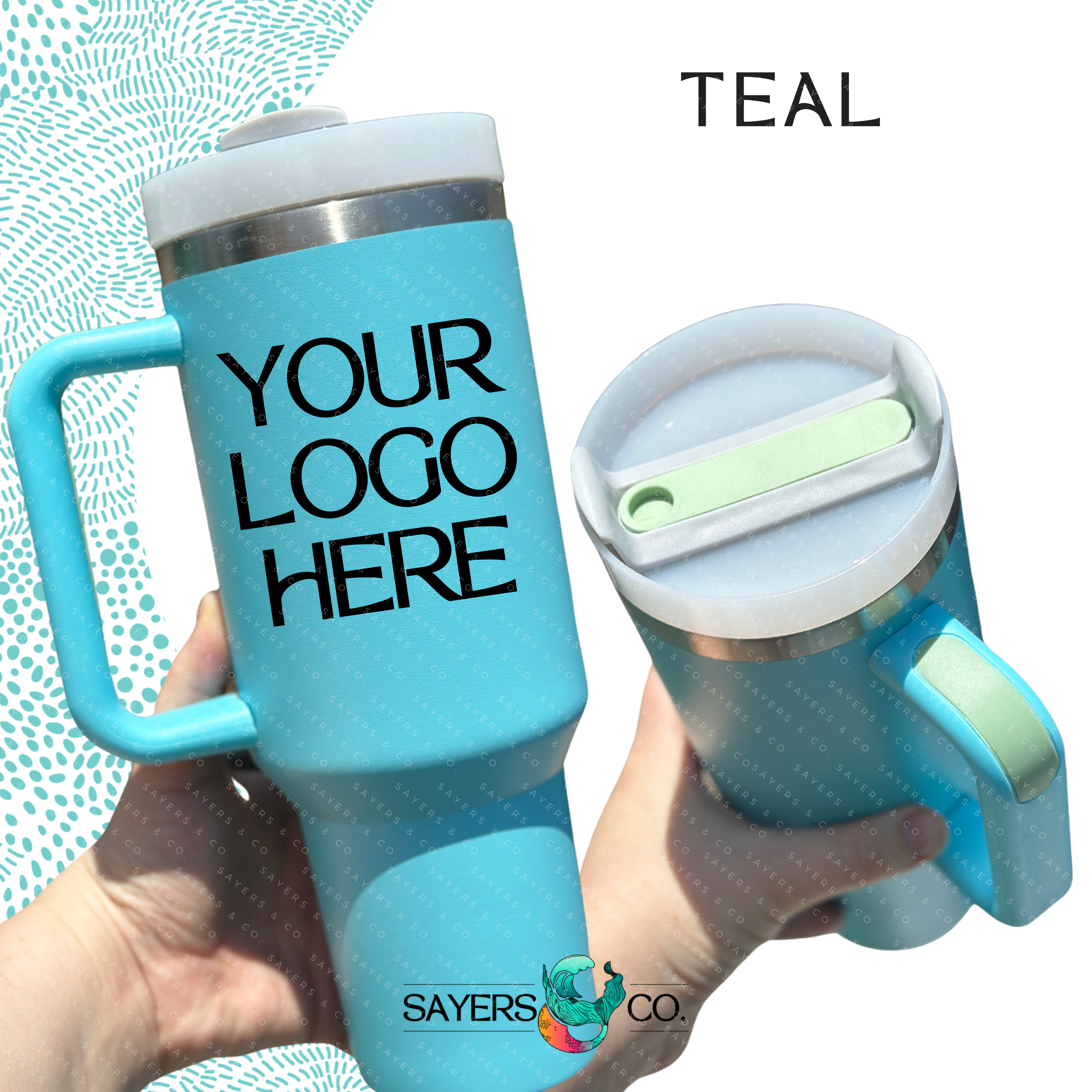 Sayers & Co. - Wholesale Insulated Mug/Tumbler - CUSTOM DECAL LOGO- 40 oz Double Walled Screw Matte Tumbler5