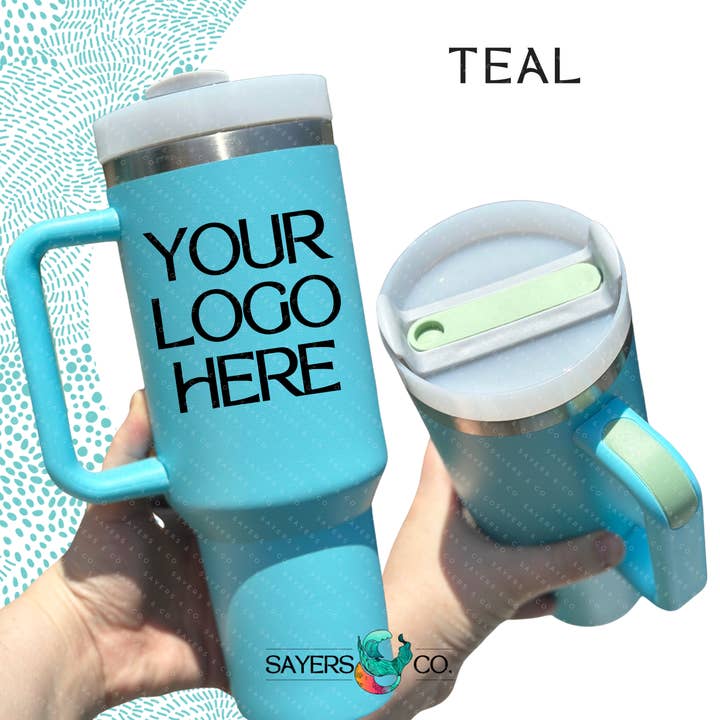 Sayers & Co. - Wholesale Insulated Mug/Tumbler - CUSTOM DECAL LOGO- 40 oz Double Walled Screw Matte Tumbler5