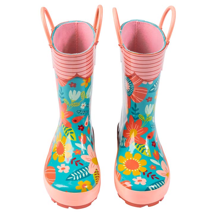 Stephen Joseph Gifts - Wholesale Rain Boots - Kids - Turquoise Floral All Over Print Rain Boots