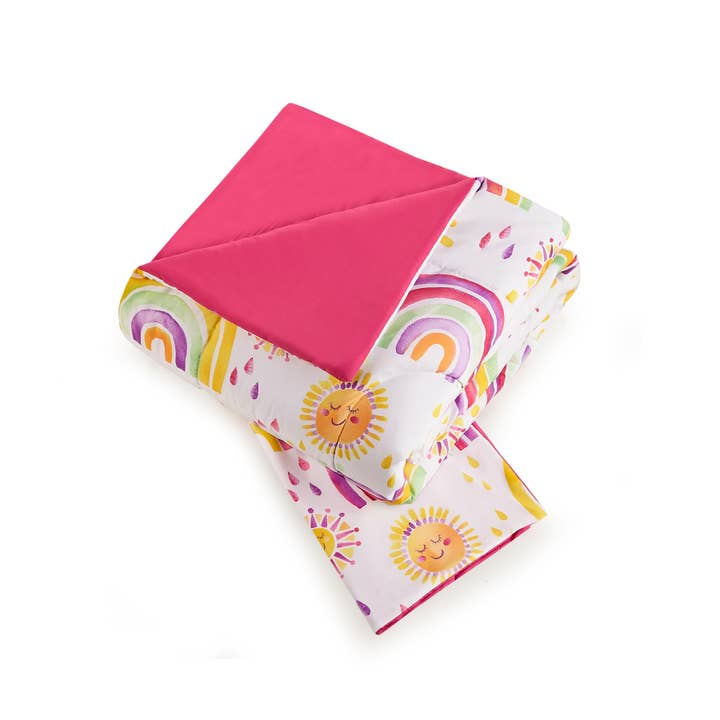 PINK Rainbows & Suns Comforter Set (2pc/3pc) by Urban Playground for wholesale on Faire2