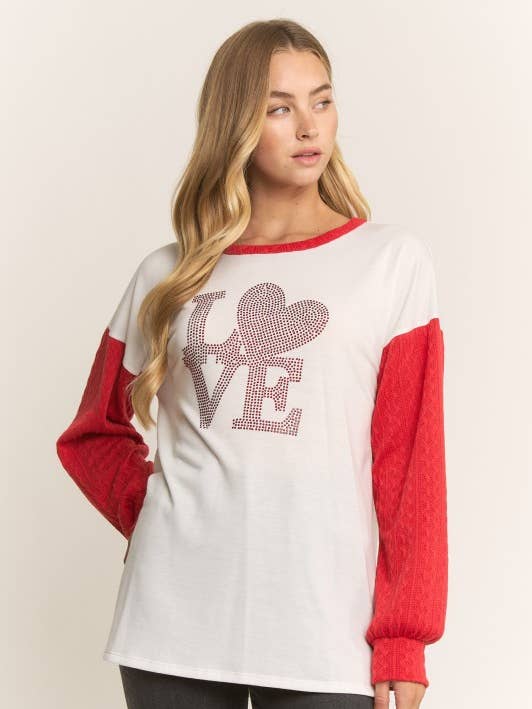 ET7706-13 SOLID TOP WITH HEART RHINESTONE for wholesale by HEIMISH