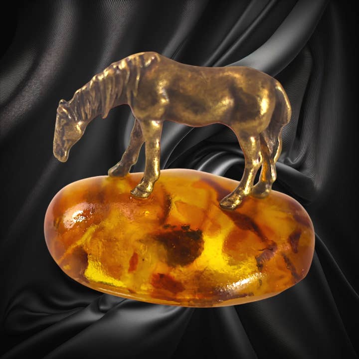 KIZIMA Brass Horse on Amber - 2026 Year of the Horse Gift for wholesale by KIZIMA