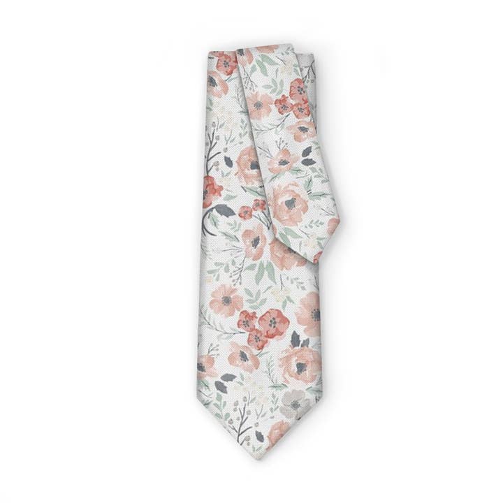 Birch Craft & Co. – Gravata - Homem por atacado – O Gravata 'Cora'/Blush e Coral Floral Decote1