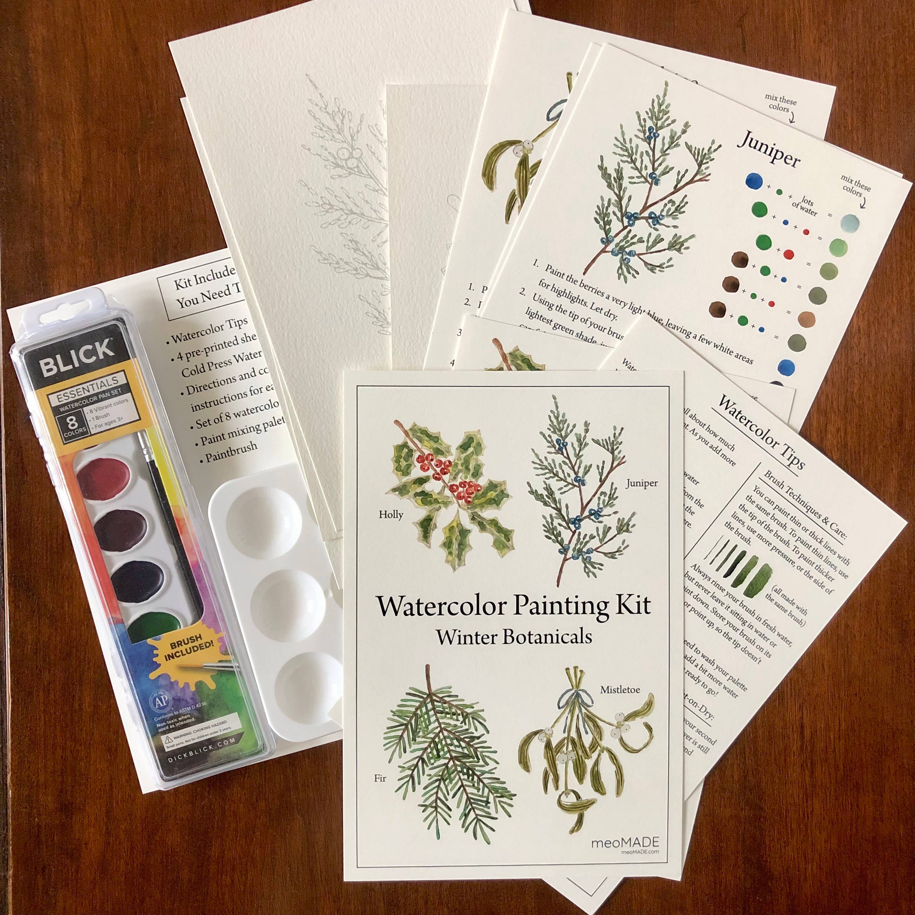 meoMADE - Wholesale DIY Craft Kit - Winter Botanicals - Watercolor Painting Kit2