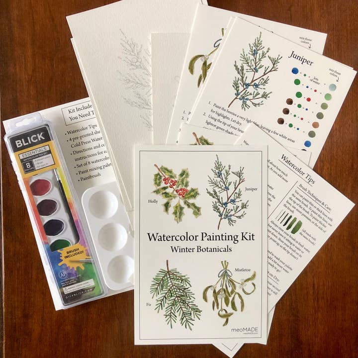 meoMADE - Wholesale DIY Craft Kit - Winter Botanicals - Watercolor Painting Kit2
