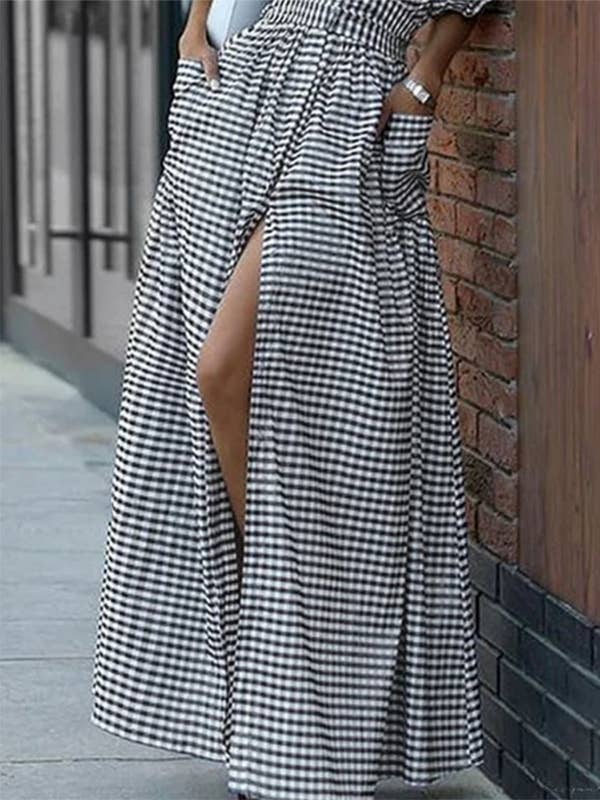 BIANCO NERO Camicia Maxi a Quadri con Tasche e Maniche a Volant con Bottoni in vendita all'ingrosso su Faire3