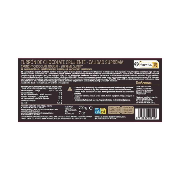 El Artesano - Wholesale Nougat - Crunchy Chocolate Nougat1