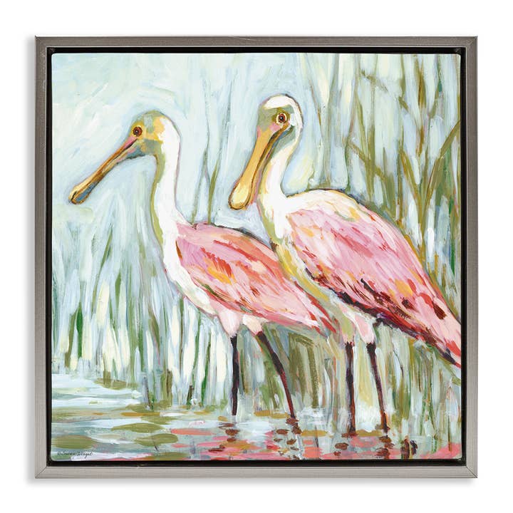 Stupell Industries - Wholesale Canvas Art - Spoonbill Birds Pair Floating Frame19
