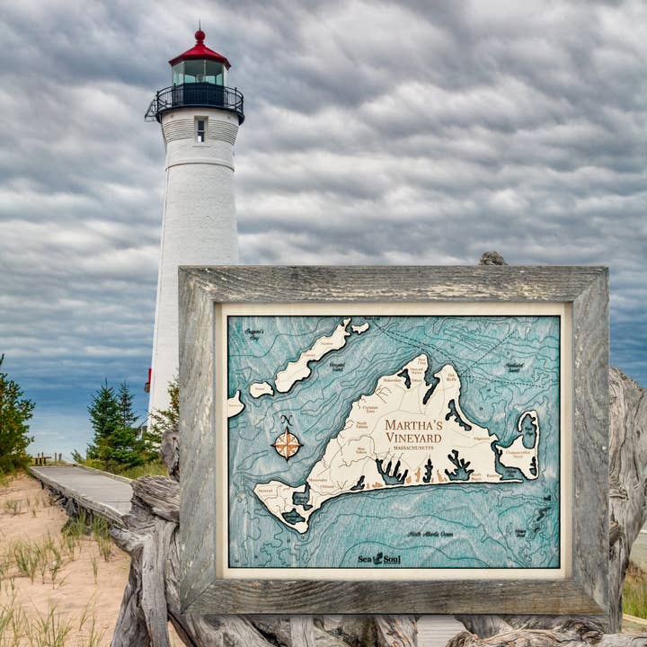 Martha's Vineyard Nautical 3D Wood Map Wall Art - 2 Level for wholesale by Sea & Soul Nautical Chart Art