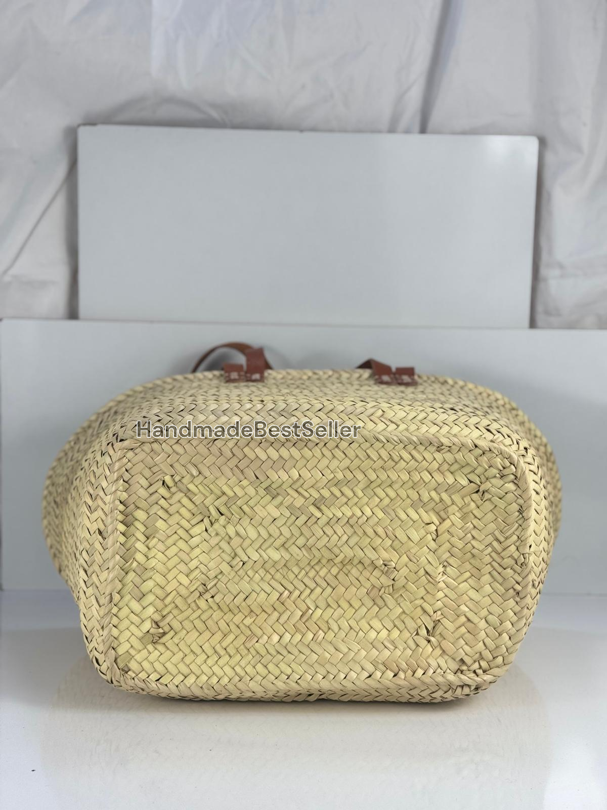 HandmadeBestSeller - Wholesale Basket - Handmade Square Straw Basket with Leather Handles8