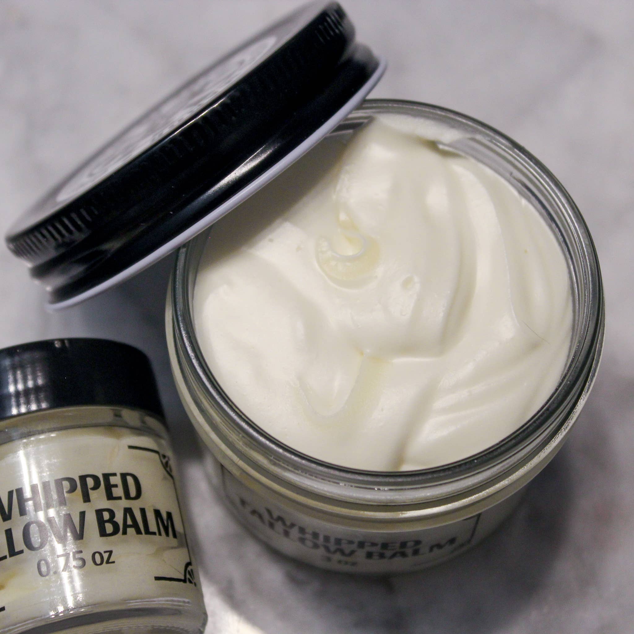 Myers Manor LLC - Vente Baume/beurre pour le corps - Baume fouetté au suif biologique nourri à l'herbe, non toxique, en pot en verre2