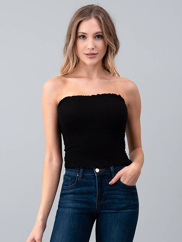 Heart & Hips - Wholesale Knit Top - Women's - AU19472 - SMOCKING TUBE TOP