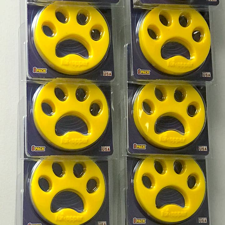 Yellow Single Pack Fur Zapper on 6 Count Clip Strip for wholesale on Faire