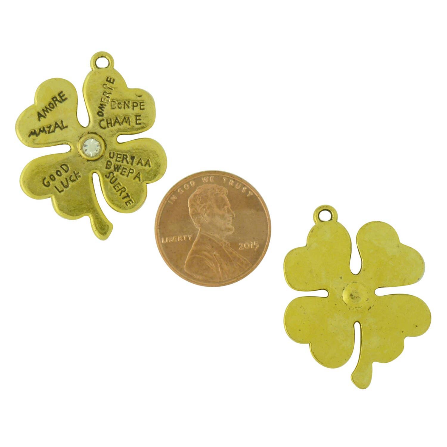 Treasure Island - Wholesale Individual Charm/Pendant - 5 Four Leaf Clover Charm Gold by TIJC SP13282