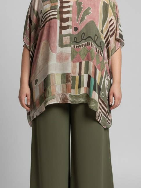 Silke V-hals Abstrakt top for engroshandel hos Karamel Collection