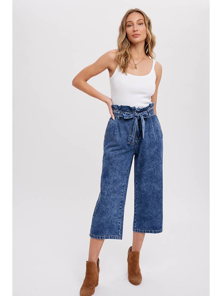 Bluivy - Vente Pantalon – femme - JUPE-CULOTTE EN PAPIER CEINTURÉE9