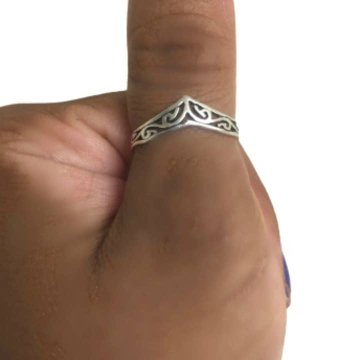 Thumb Ring, Sterling Silver Thumb Ring, Chevron V Toe Ring, Pinky Ring, Gift For Women, Antique Patina Size 3 To 12, Thumb Ring For Women for wholesale by CALIFORNIA TOE RINGS