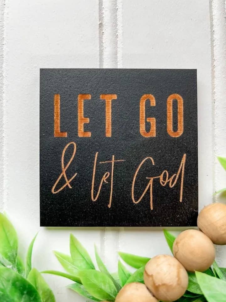 "Let Go & Let God" Wooden Magnet for wholesale by Country Roads Rustic Decor
