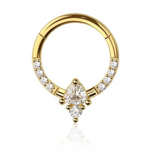 Argola Septo de Aço Cirúrgico 316L com Gotas Invertidas e CZ por atacado de CRAVE