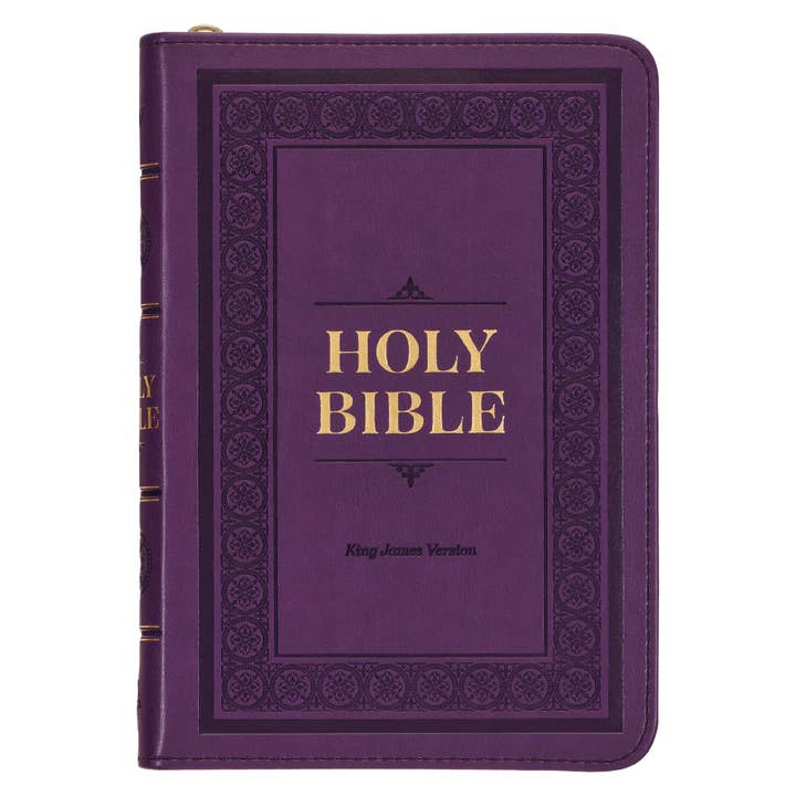 Christian Art Gifts - Wholesale Book - Adult - KJV Bible Compact Faux Leather, Purple w/zipper