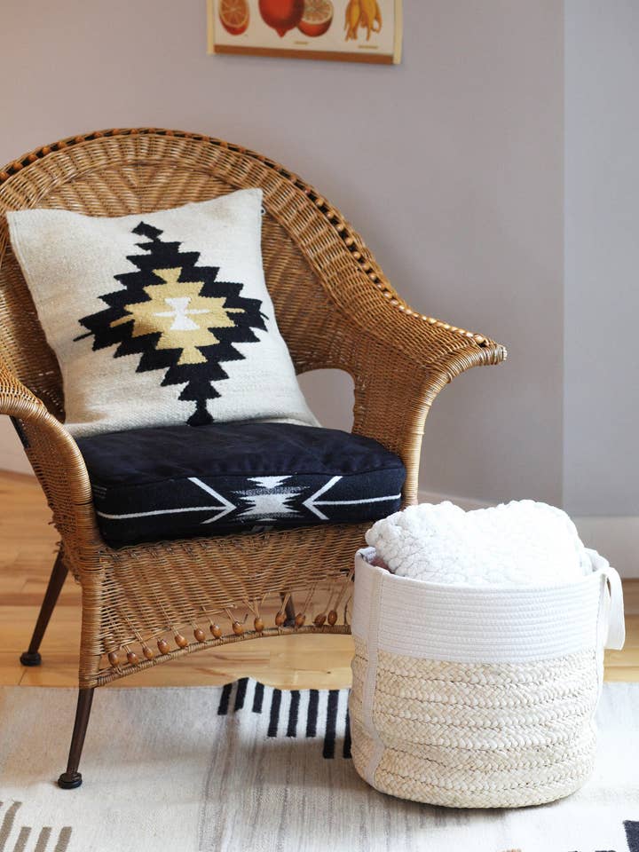 Handwoven Aztec Kilim Throw Pillow Cover in Cream & Black for wholesale by Cushy