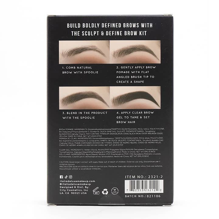 PINEAPPLE Beauty - Wholesale Eyebrow Set/Kit - Italia Deluxe 2321-2 Brow Fix Kit Light Brown