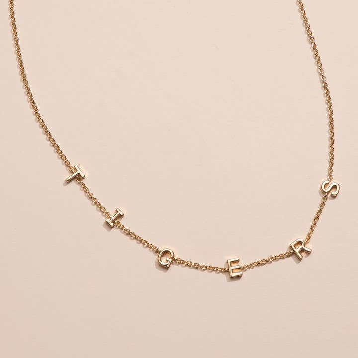 Clemson University "TIGERS" Initial Necklace for wholesale by Nickel and Suede