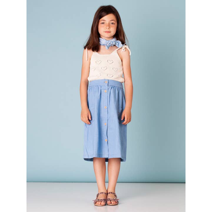 Denim Chambray Midi Skirt S32223 for wholesale by Tocoto Vintage