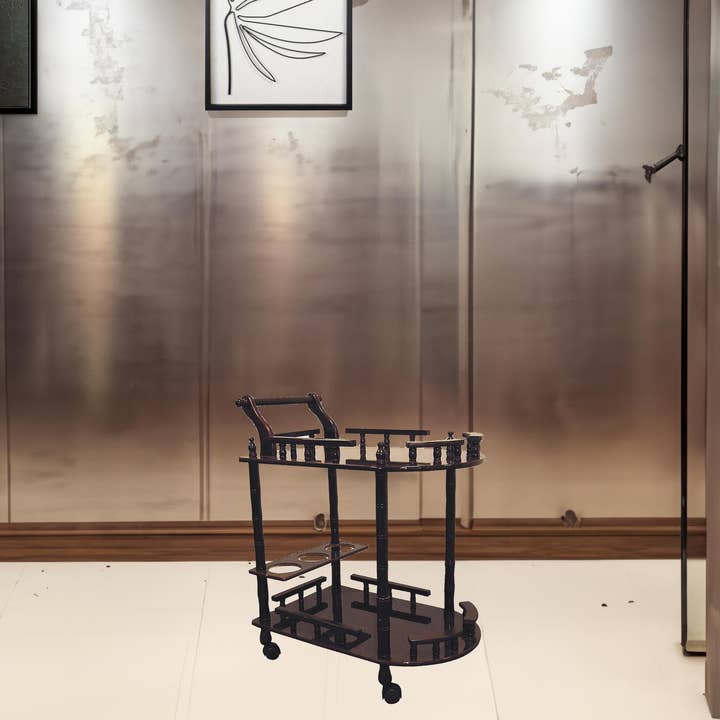 24" Dark Brown Rolling Bar Cart for wholesale by HomeRoots