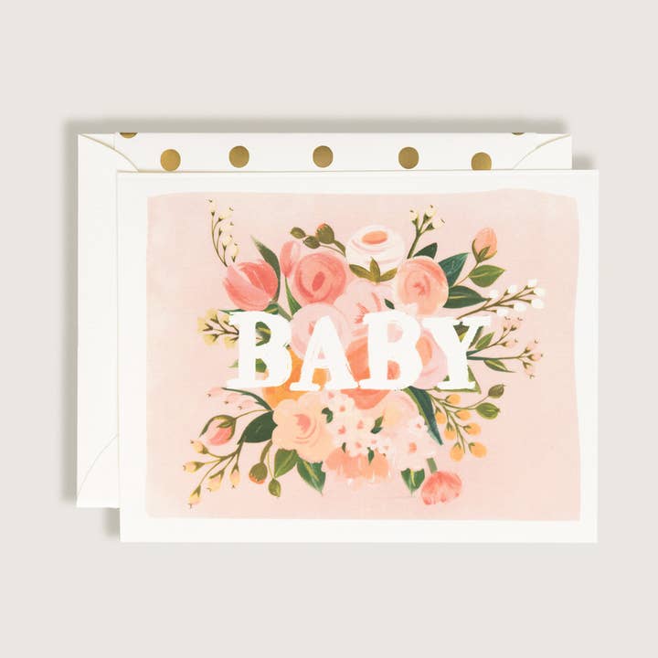 Baby With Flowers Greeting Card for wholesale by The First Snow