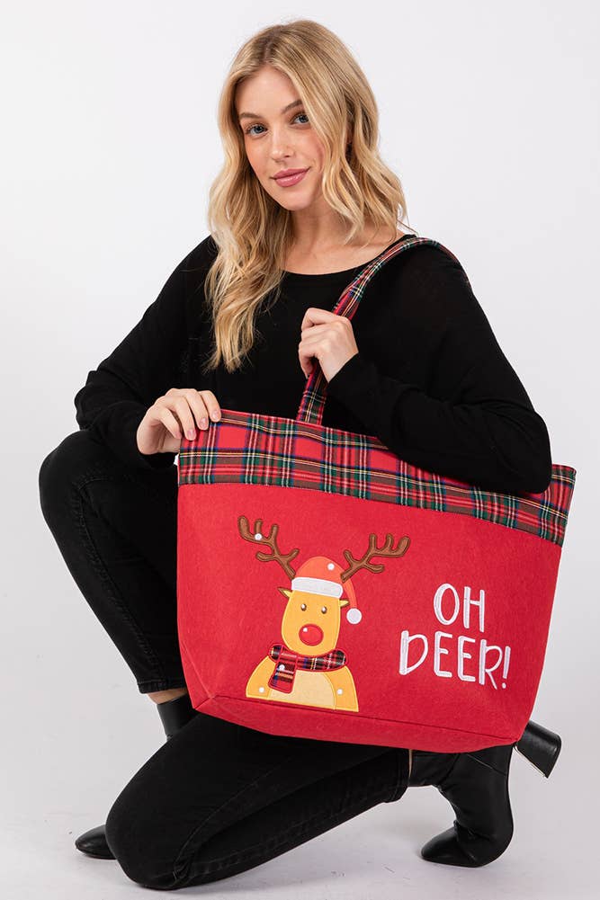 Hana – wholesale Tote bag – Women's – OH DEER Reindeer Christmas Holiday Tote Bag1