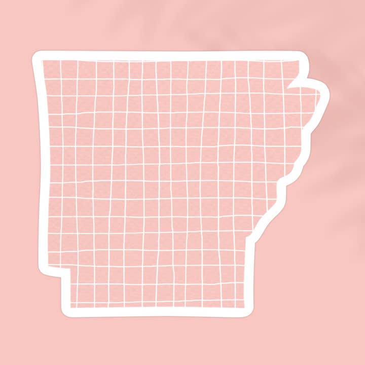 Arkansas Pink Grid State Sticker for wholesale by The State Stickers