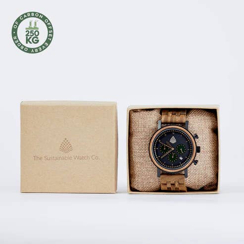The Sustainable Watch Company - Wholesale Wrist Watch - Men's - The Cedar - Chronograph Wood Watch for Men - Handmade & Sustainable3