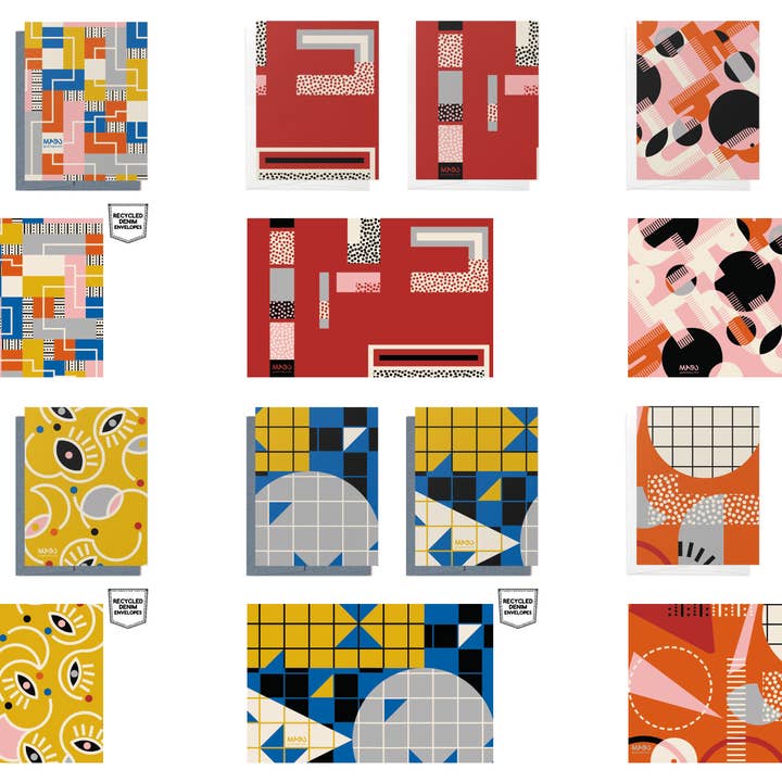 MASU - Wholesale Stationery/Notecard Set - Bauhaus Inspired Recycled Everyday Note Card #2 | Set of 63