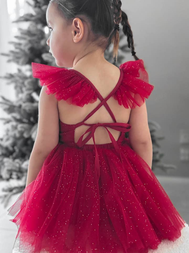 A Little Lacey - Wholesale Dress – Baby - Belle Red Sparkle Baby Romper10