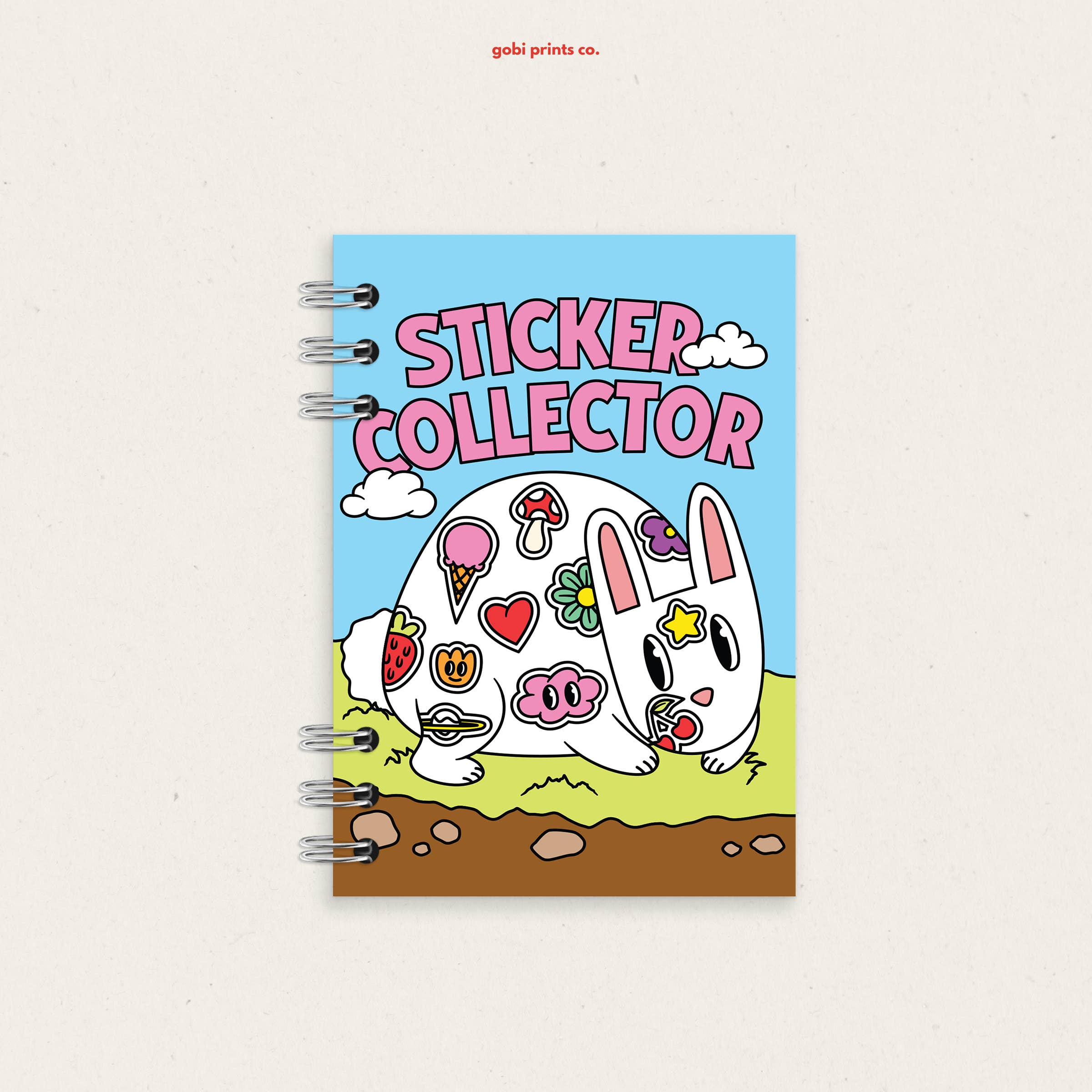 Gobi Prints Co. - Wholesale Journal/diary - Sticker Collector Bunny | Mini A6 Reusable Sticker Book