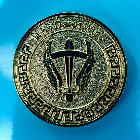 Who Dares Wins/O Tolmon Nika Motto Medallion for wholesale by Motto Medallions