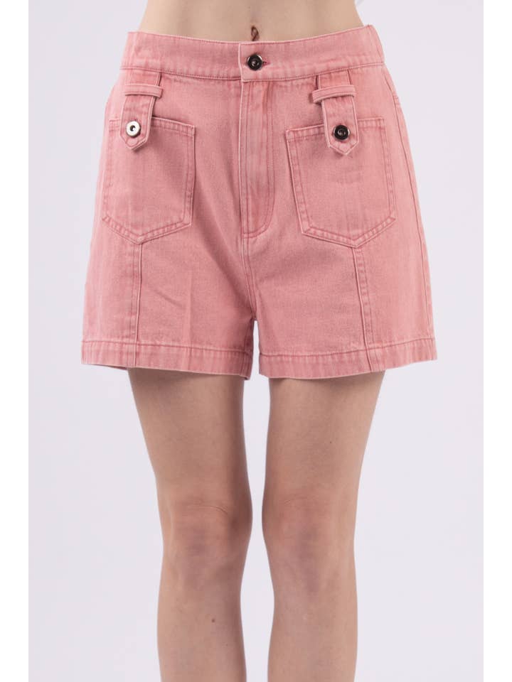 VERY J - Wholesale Shorts - Women's - NP70300-High Waist Washed Jean Y2K Shorts