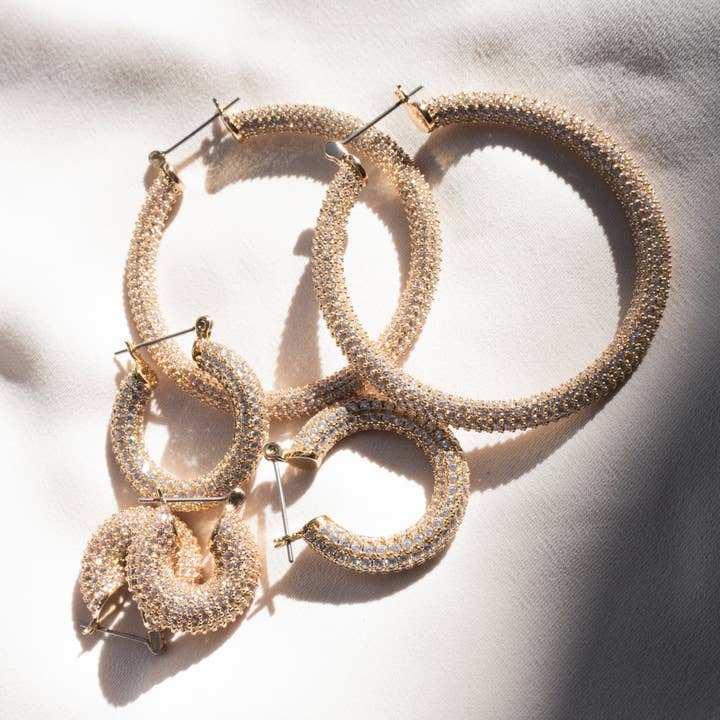 Luv AJ - Wholesale Hoop Earrings - Pave Amalfi Hoops- Gold9