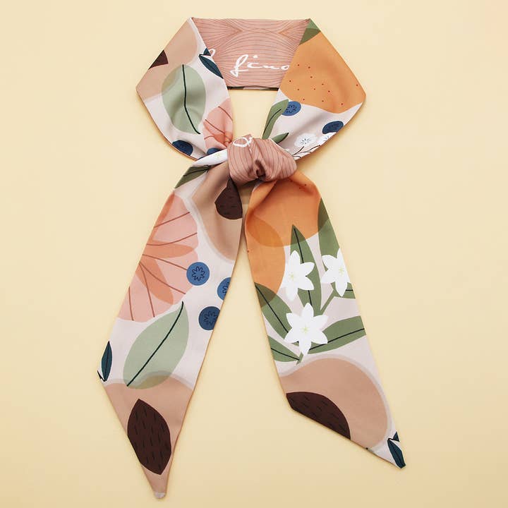 ACCITY - Wholesale Scarf - Women's - Floral Letter Print Scarf – Headband & Bag Strap_CWASC0061