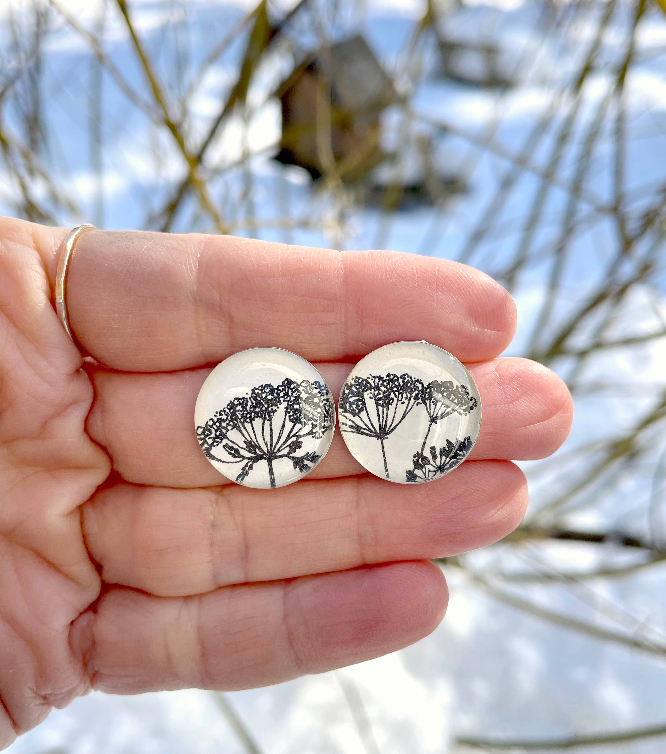 joeyfivecents - Wholesale Stud/Post Earrings - Studs - extra large, black & white, botanicals, garden7