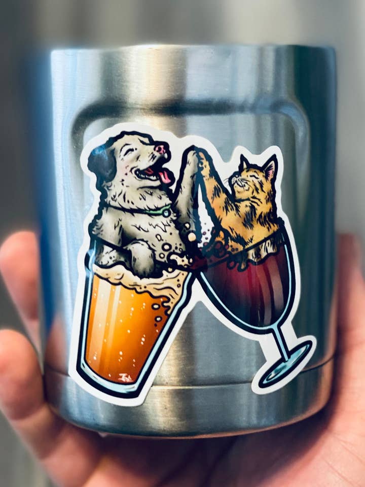 Drinking Buddies Sticker! for wholesale by Guerdrum Art