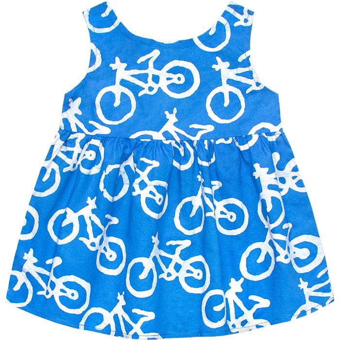 Babies: Sundress: Bikes - Blue-Organic for wholesale by Global Mamas